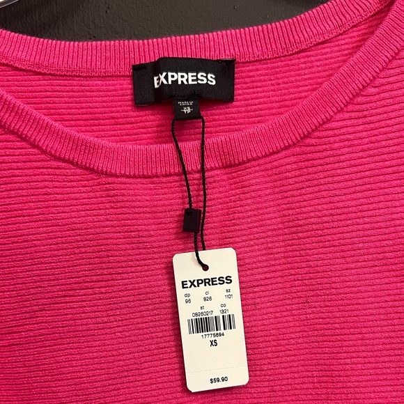 EXPRESS Fuchsia Pink Ribbed Pullover Sweater - Picture 4 of 4